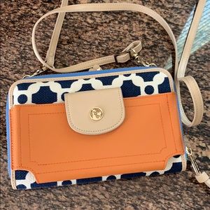 Leather and Linen Spartina Cross Body Purse